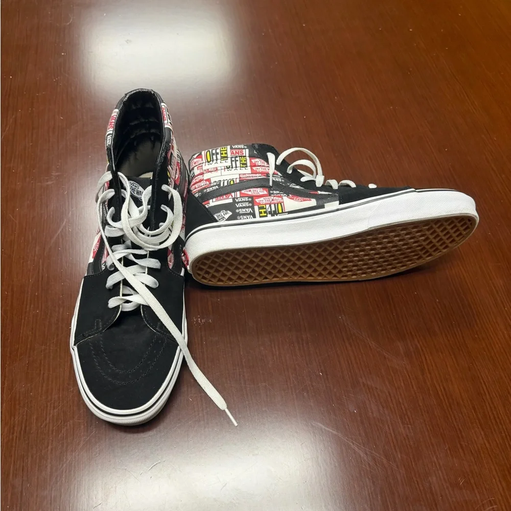 Vans Kids High-Top Sneakers - Black, White, and Red